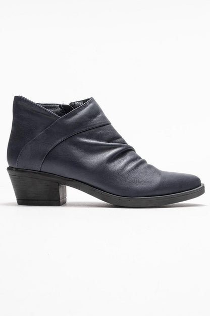 Rule - Bota gruesa de cuero azul marino (mujer)