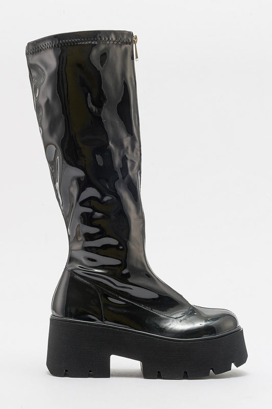 Amaronte - Black Patent Chunky Boot (Women)