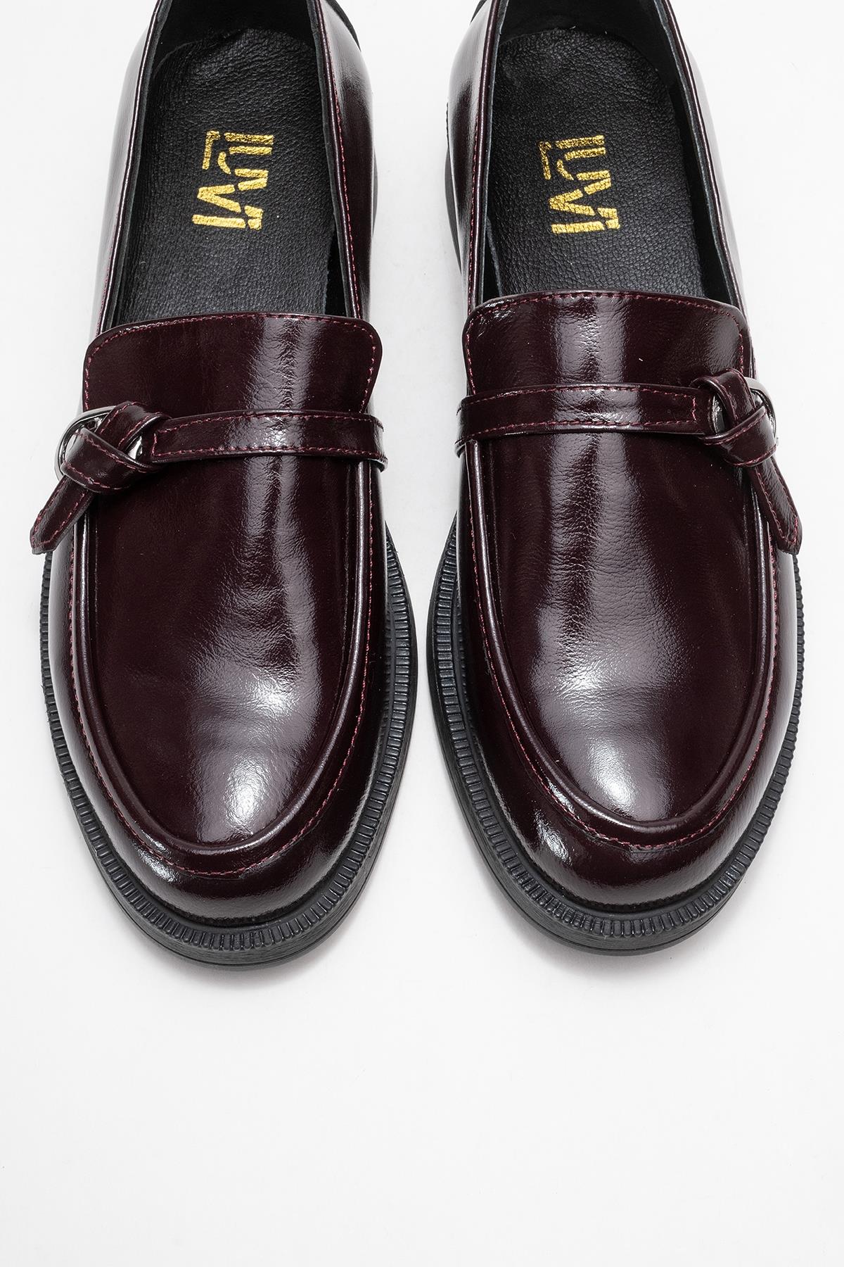 Galea - Burgundy Patent Buckled Leather Loafers (Women)