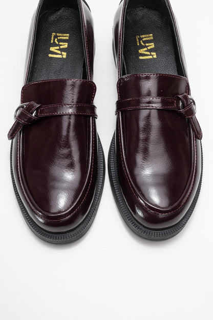 Galea - Burgundy Patent Buckled Leather Loafers (Women)