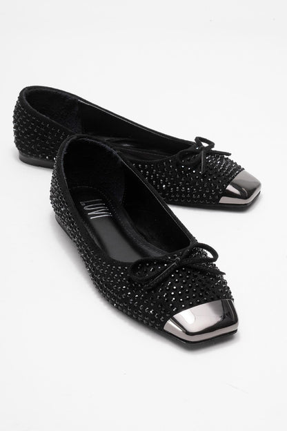 Abra - Black Suede Bow Ballet Flat (Women)