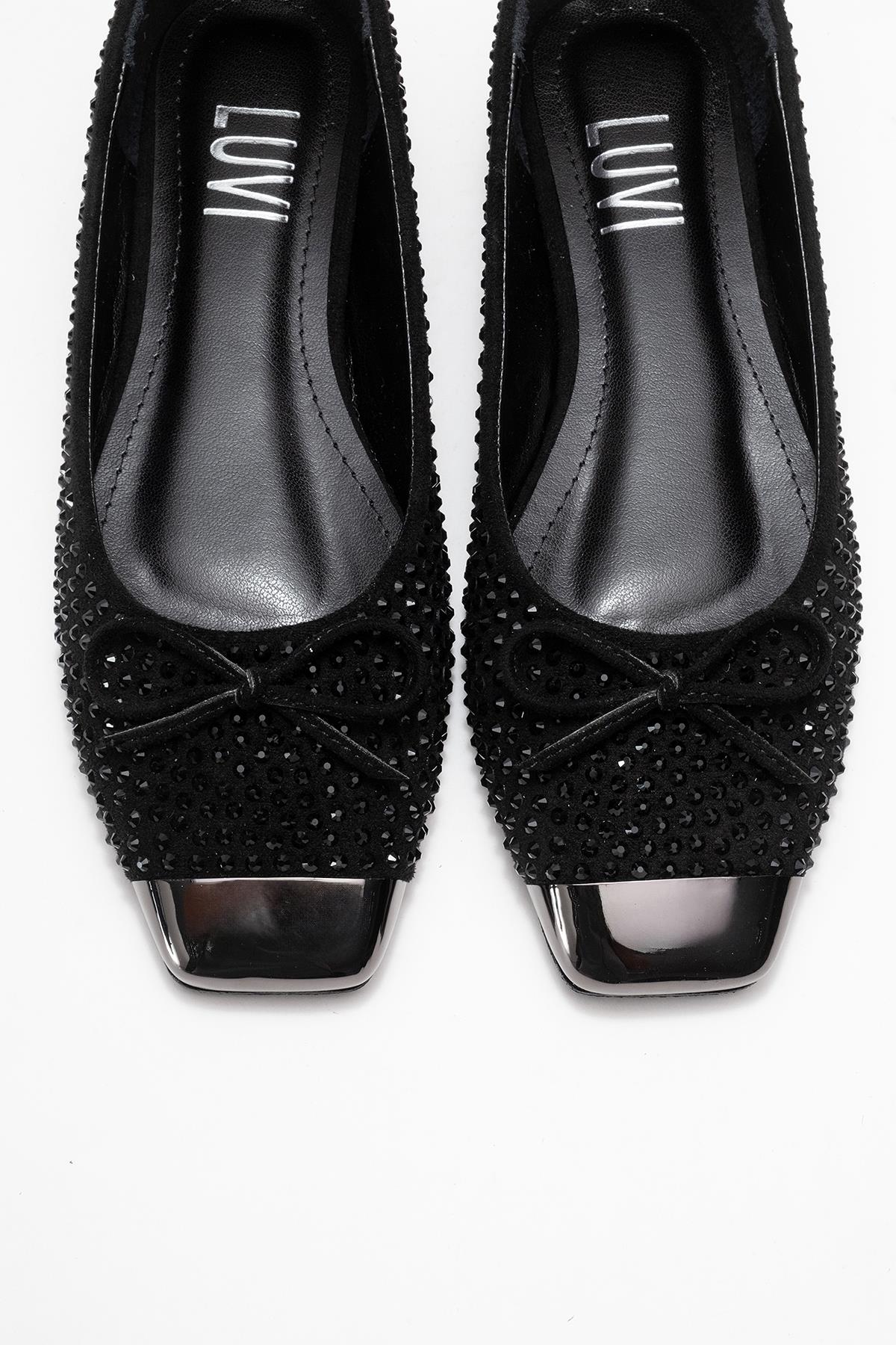 Abra - Black Suede Bow Ballet Flat (Women)