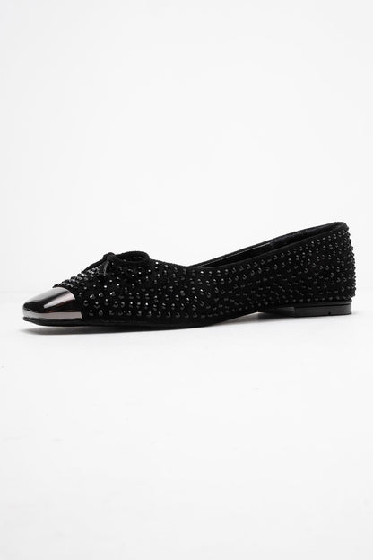 Abra - Black Suede Bow Ballet Flat (Women)