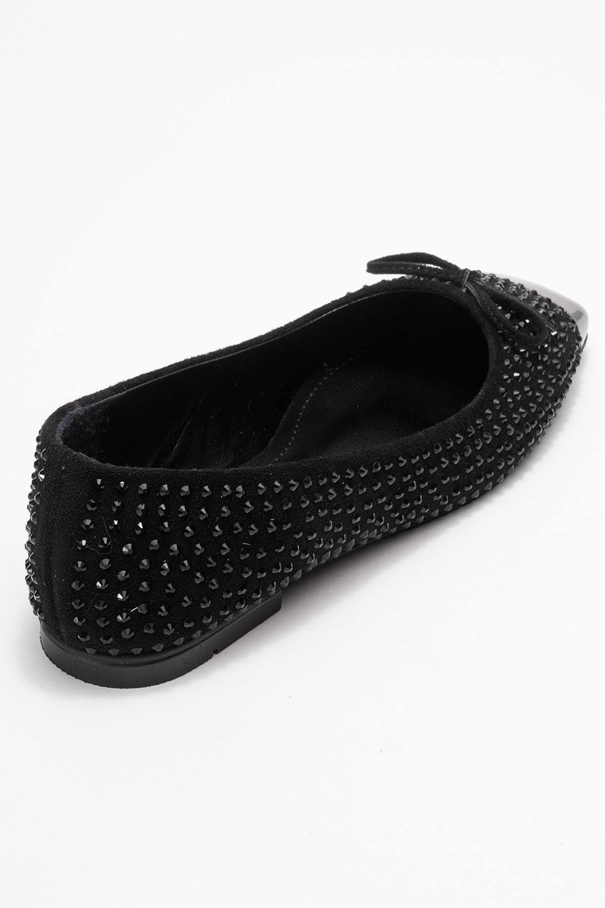 Abra - Black Suede Bow Ballet Flat (Women)