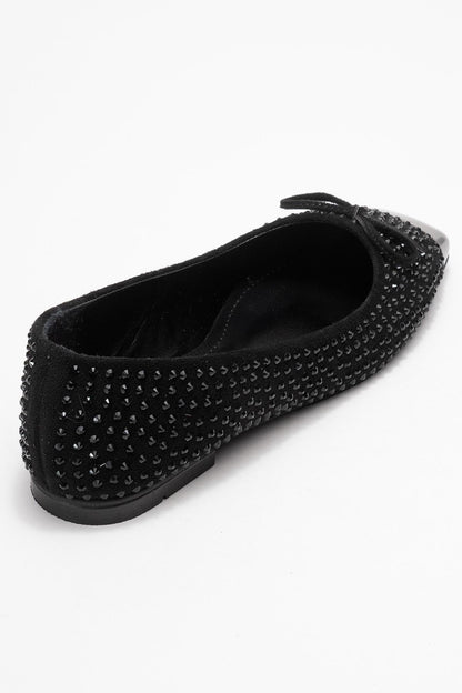 Abra - Black Suede Bow Ballet Flat (Women)