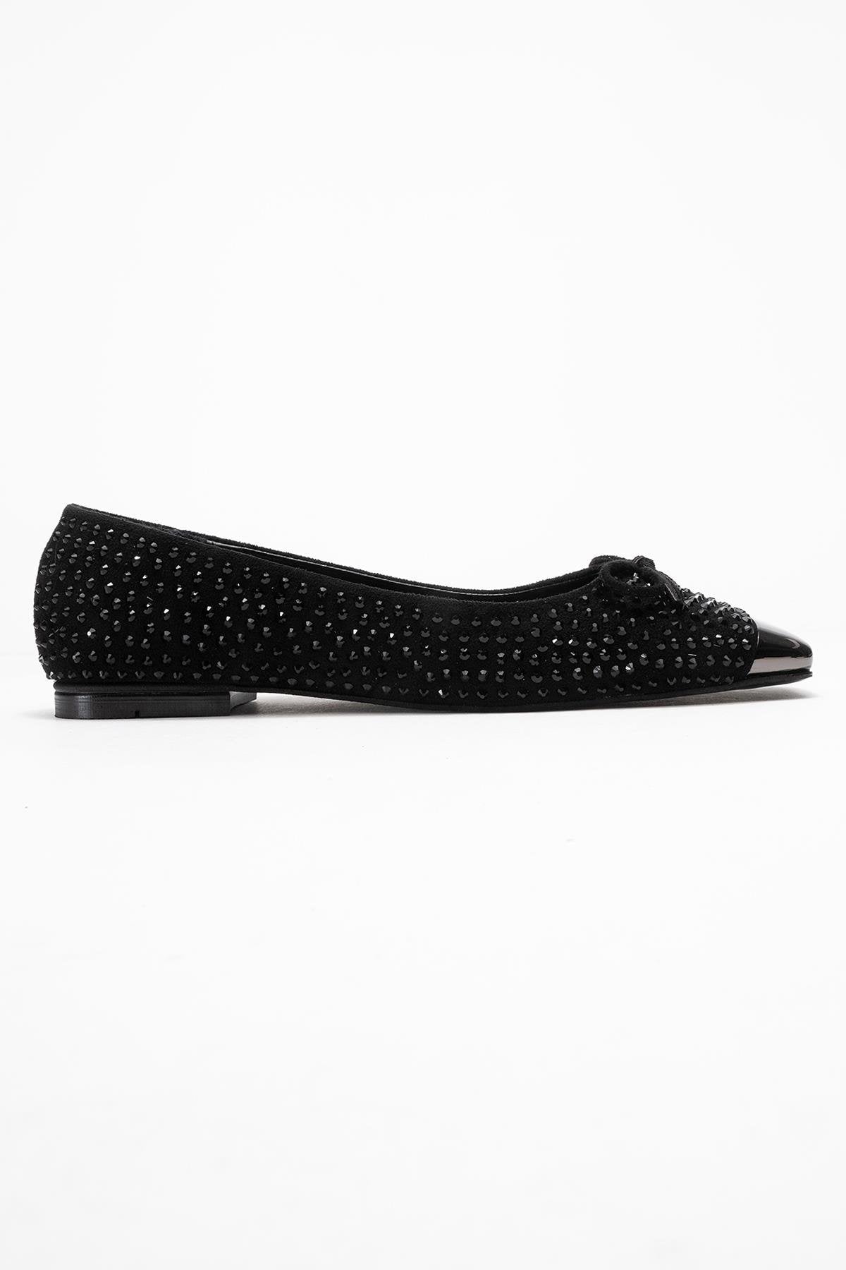 Abra - Black Suede Bow Ballet Flat (Women)