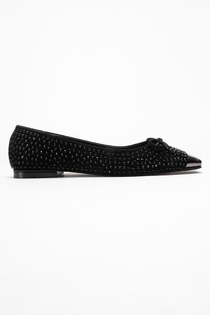 Abra - Black Suede Bow Ballet Flat (Women)