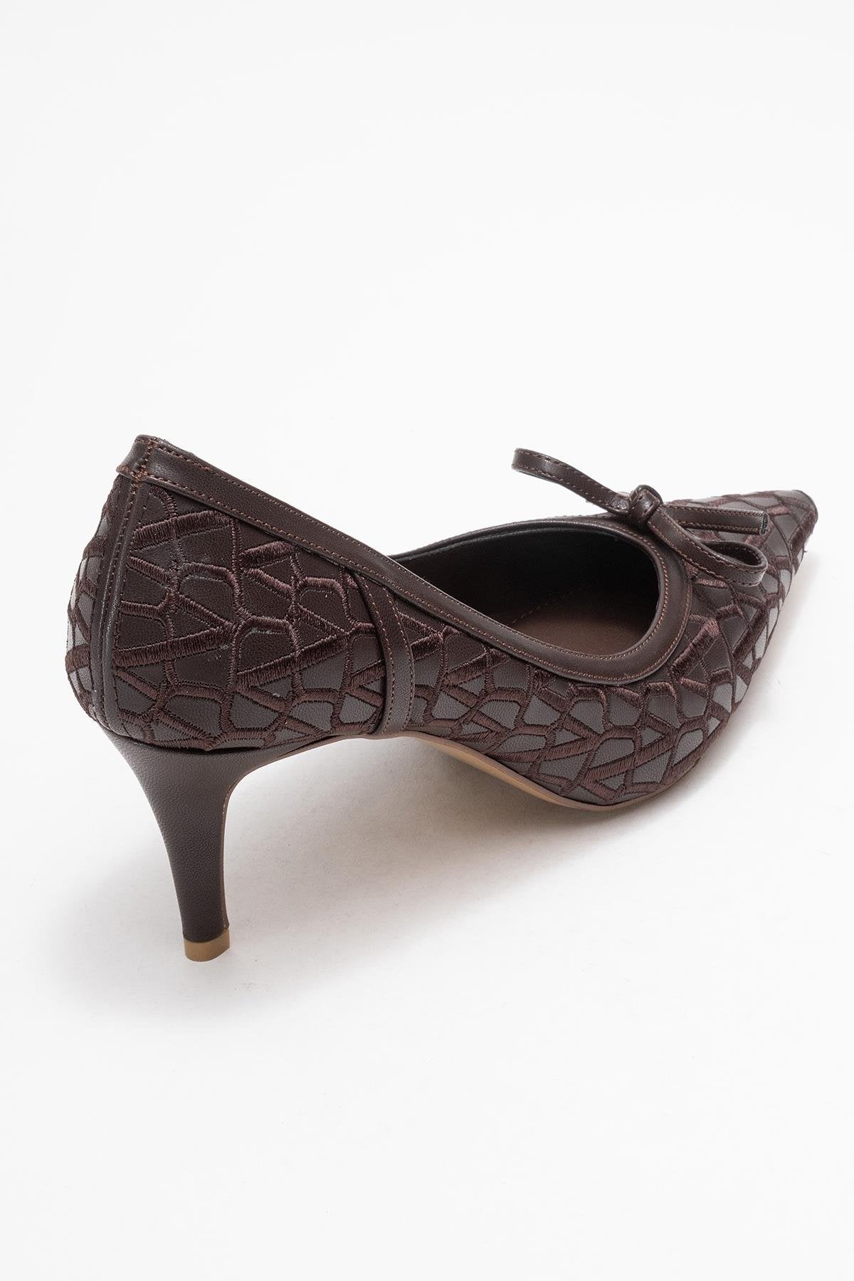 Camden - Zapatilla de tacón con lazo estampado marrón (Mujer)