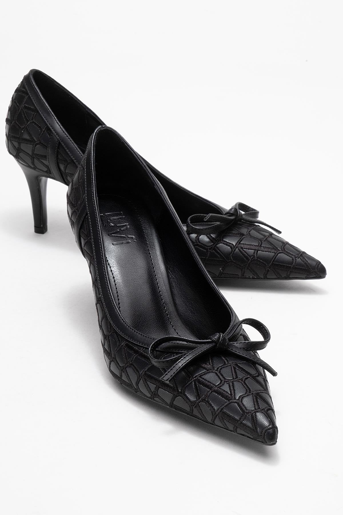 Camden - Zapatilla de tacón con moño y estampado negro (Mujer)