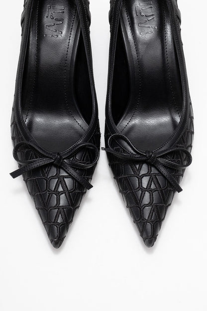 Camden - Zapatilla de tacón con moño y estampado negro (Mujer)