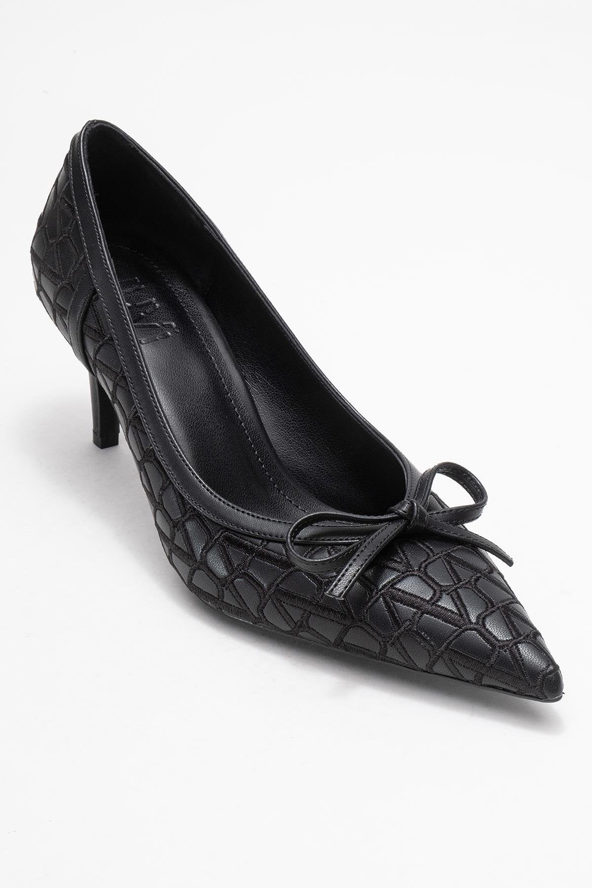Camden - Zapatilla de tacón con moño y estampado negro (Mujer)