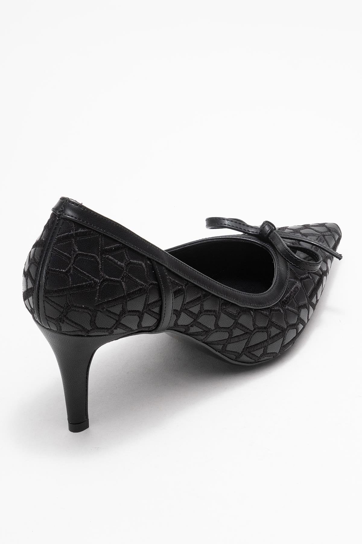Camden - Zapatilla de tacón con moño y estampado negro (Mujer)