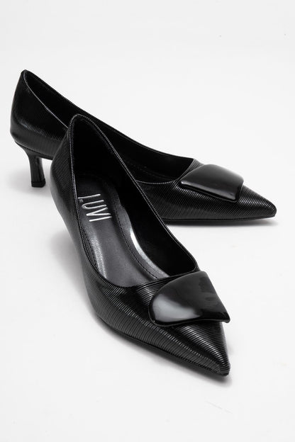 Briana - Zapatilla de tacón de aguja con hebilla negra (mujer)