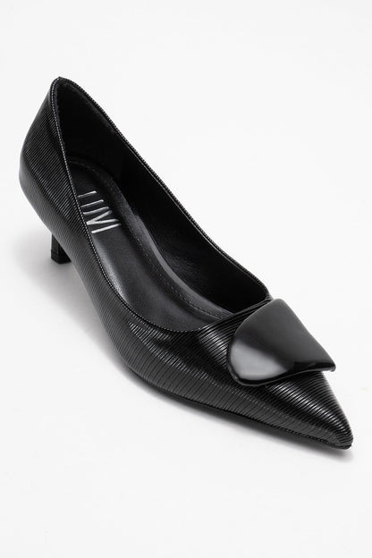 Briana - Zapatilla de tacón de aguja con hebilla negra (mujer)