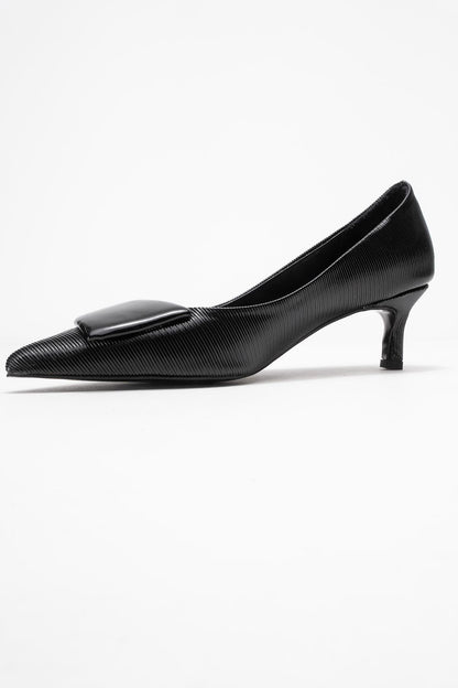 Briana - Zapatilla de tacón de aguja con hebilla negra (mujer)