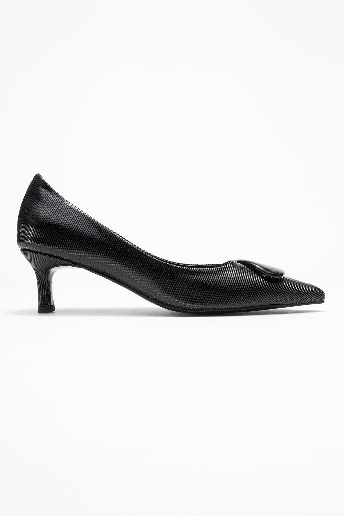 Briana - Zapatilla de tacón de aguja con hebilla negra (mujer)