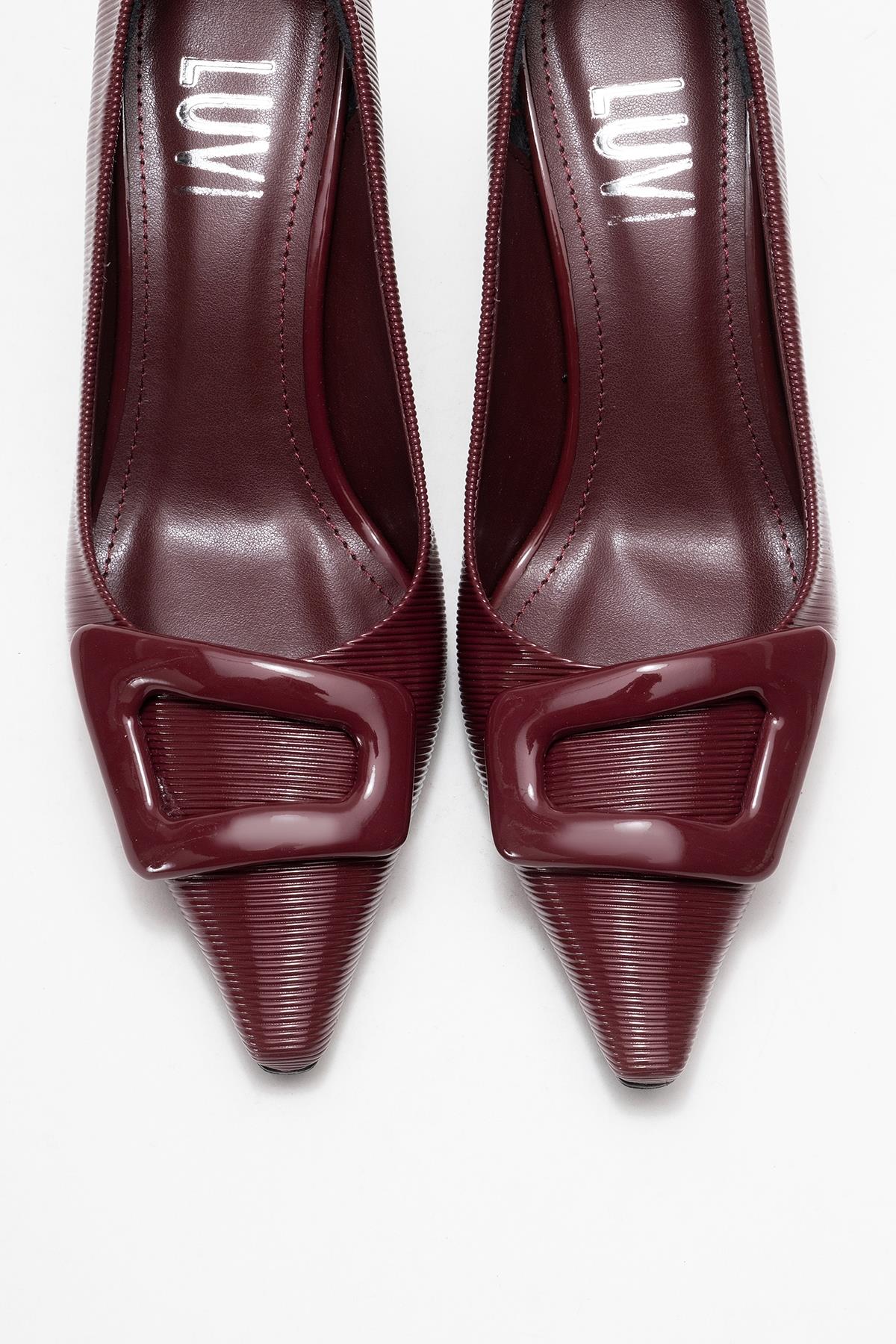 Astra - Zapatos de tacón de punta con hebilla burdeos (Mujer)