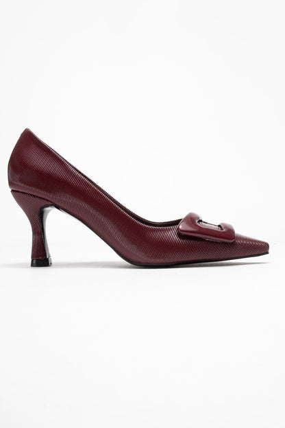 Astra - Zapatos de tacón de punta con hebilla burdeos (Mujer)