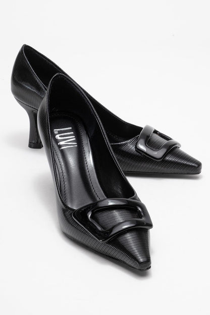 Astra - Zapatos de tacón de punta con hebilla negra (Mujer)