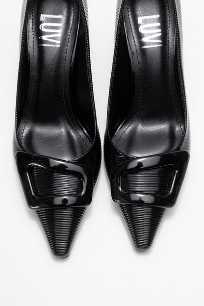 Astra - Zapatos de tacón de punta con hebilla negra (Mujer)