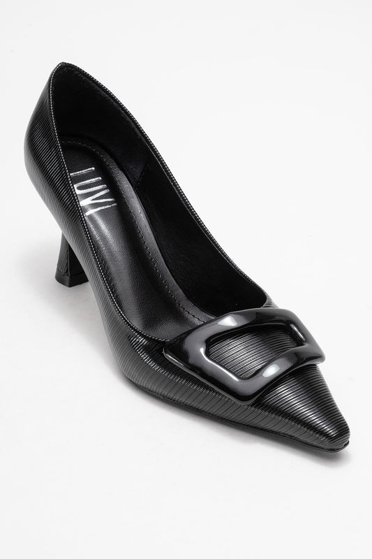 Astra - Zapatos de tacón de punta con hebilla negra (Mujer)
