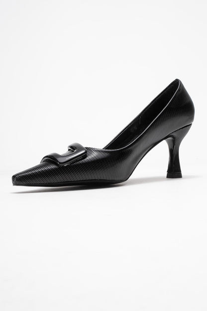 Astra - Zapatos de tacón de punta con hebilla negra (Mujer)