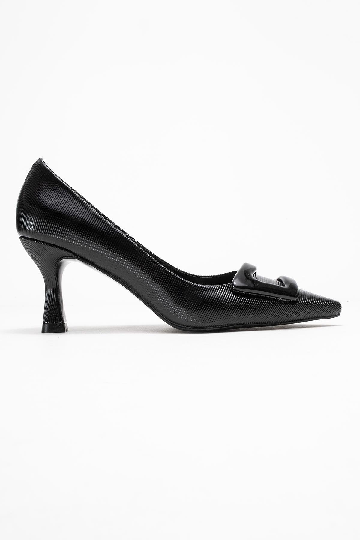 Astra - Zapatos de tacón de punta con hebilla negra (Mujer)