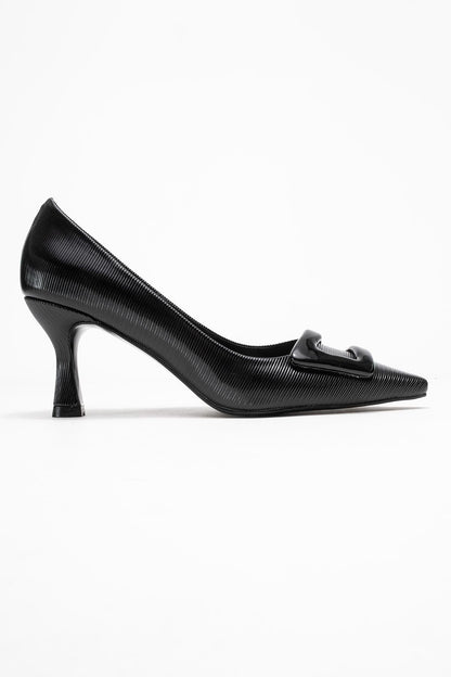 Astra - Zapatos de tacón de punta con hebilla negra (Mujer)