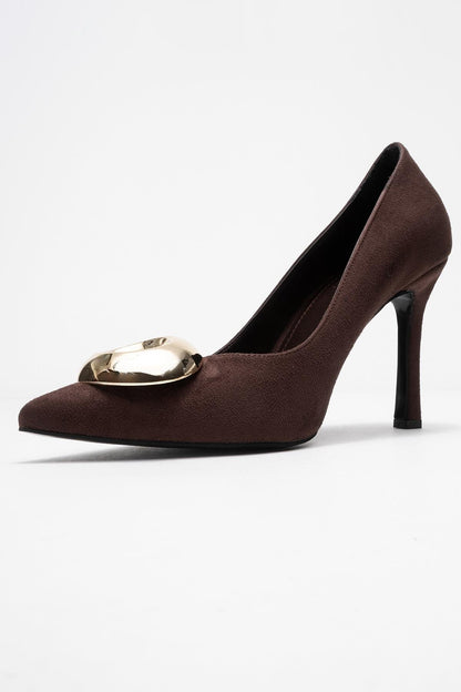 Jordana - Zapatos de tacón de ante marrón con punta (Mujer)