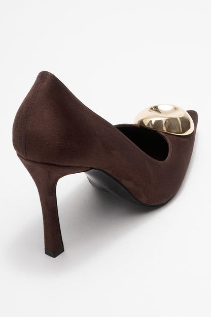 Jordana - Zapatos de tacón de ante marrón con punta (Mujer)