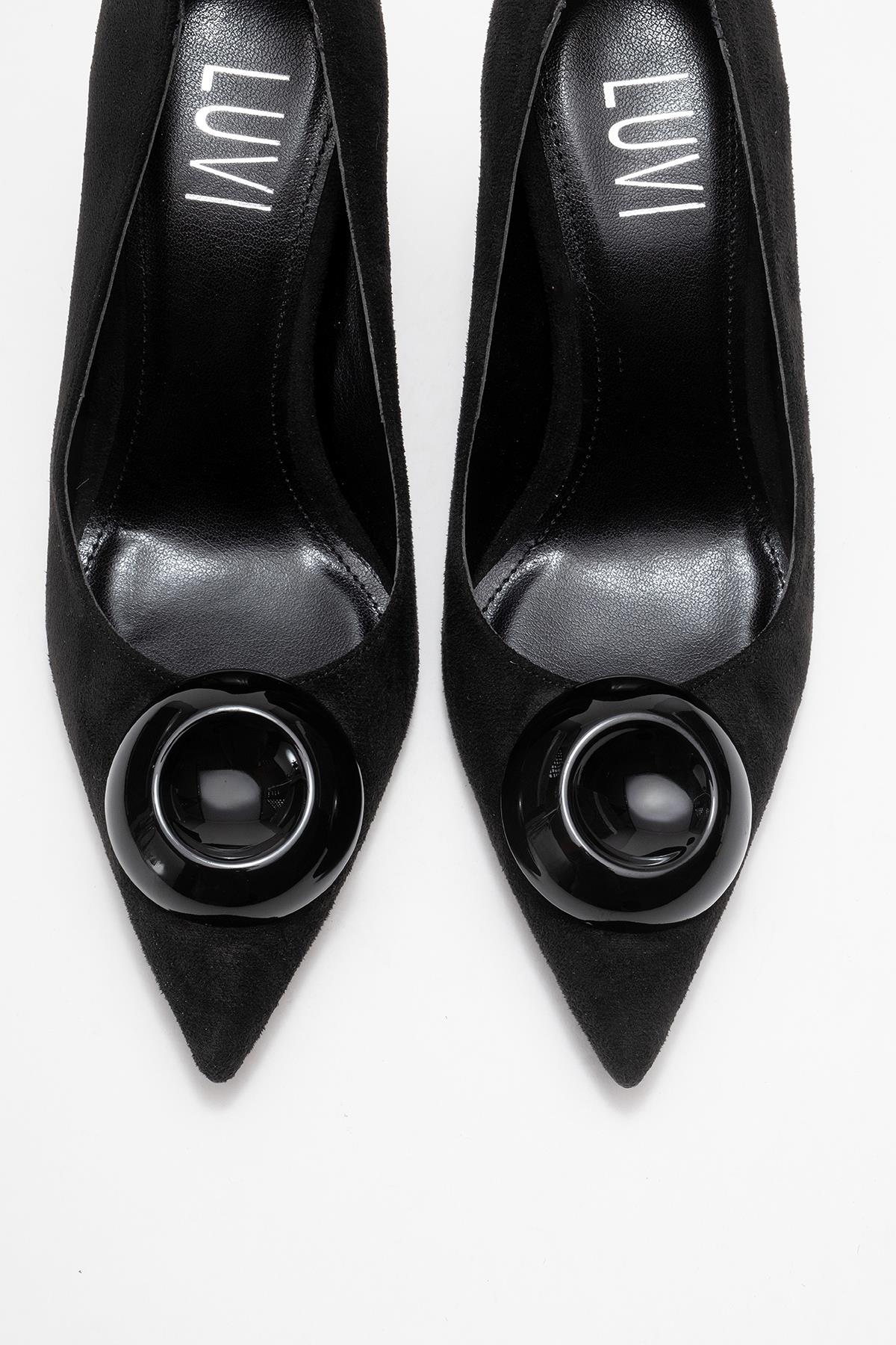 Jordana - Zapatos de tacón de aguja de ante negro con punta (Mujer)