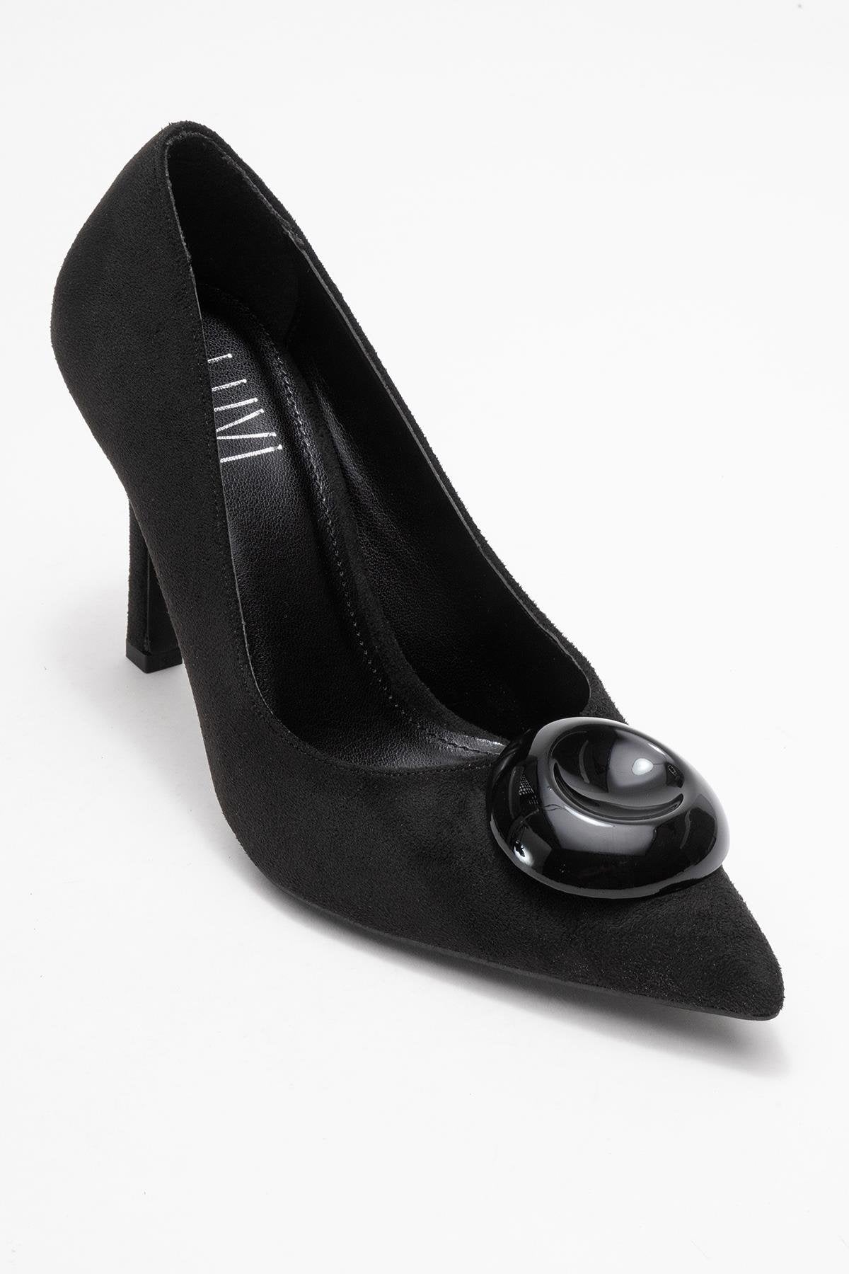 Jordana - Zapatos de tacón de aguja de ante negro con punta (Mujer)