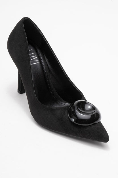 Jordana - Zapatos de tacón de aguja de ante negro con punta (Mujer)