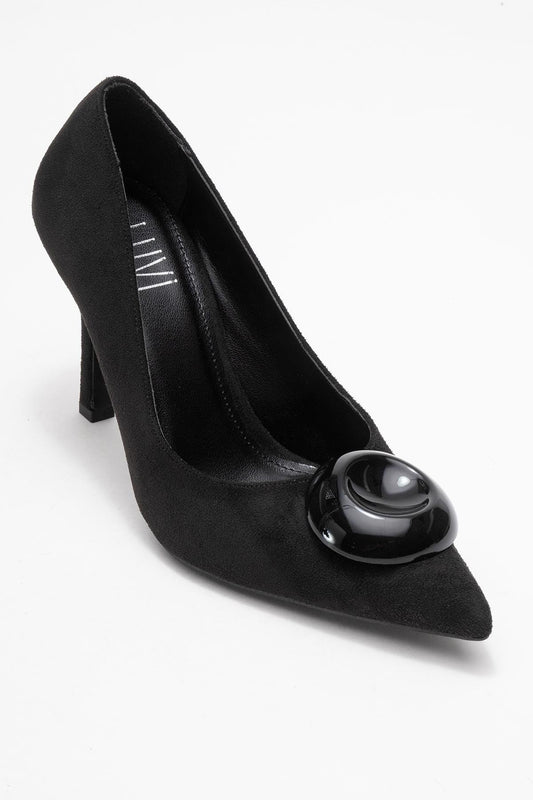 Jordana - Zapatos de tacón de aguja de ante negro con punta (Mujer)