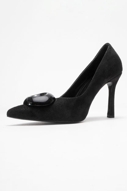 Jordana - Zapatos de tacón de aguja de ante negro con punta (Mujer)