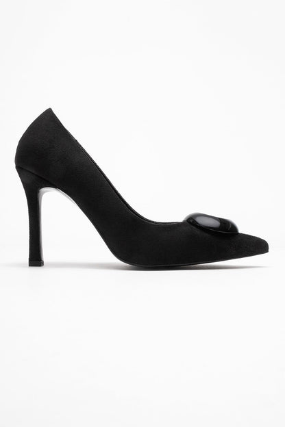 Jordana - Zapatos de tacón de aguja de ante negro con punta (Mujer)