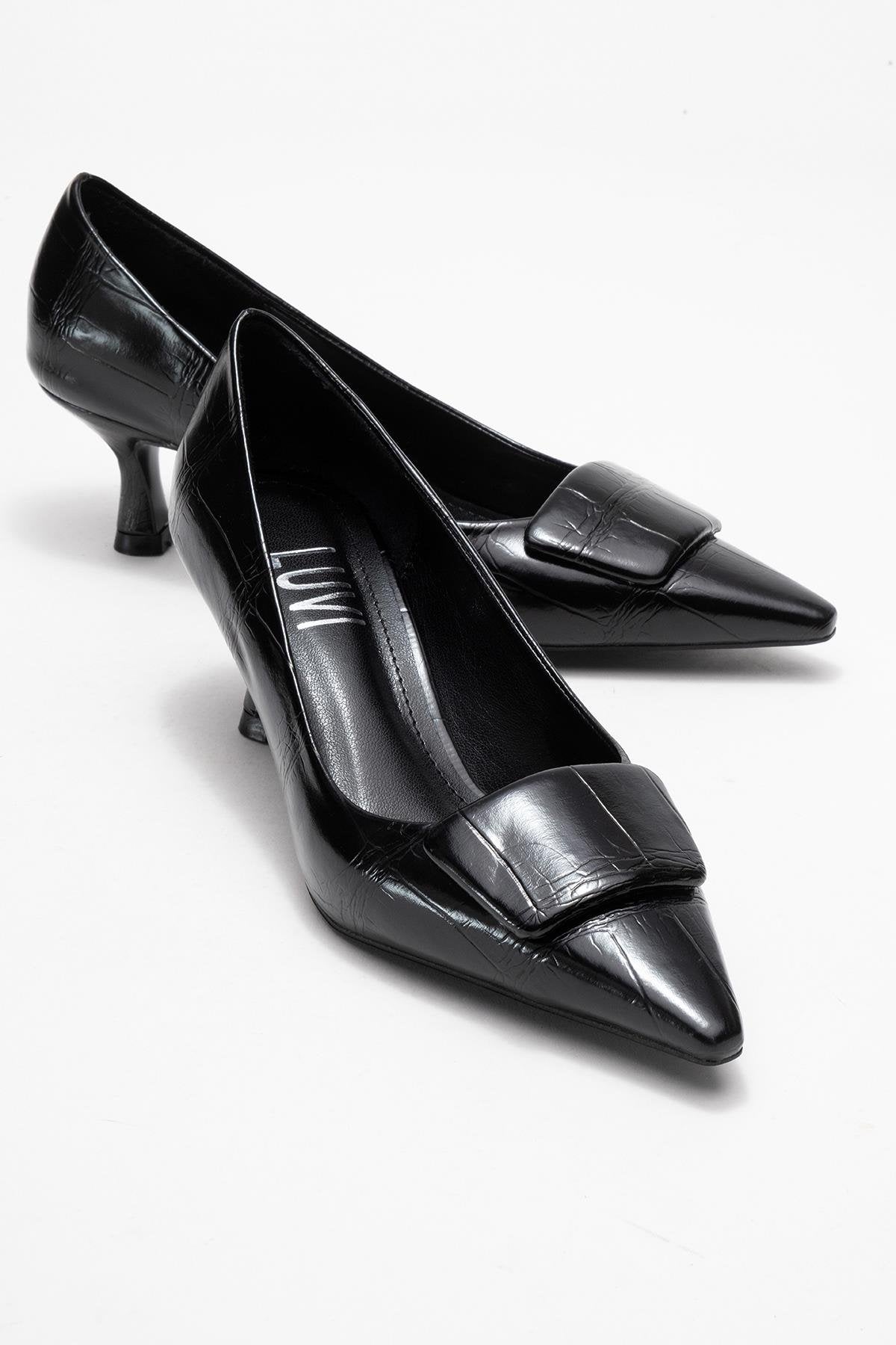 Marcia - Zapato de Tacón con Hebilla Estampado Negro (Mujer)