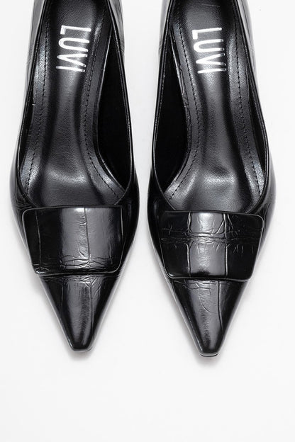 Marcia - Zapato de Tacón con Hebilla Estampado Negro (Mujer)