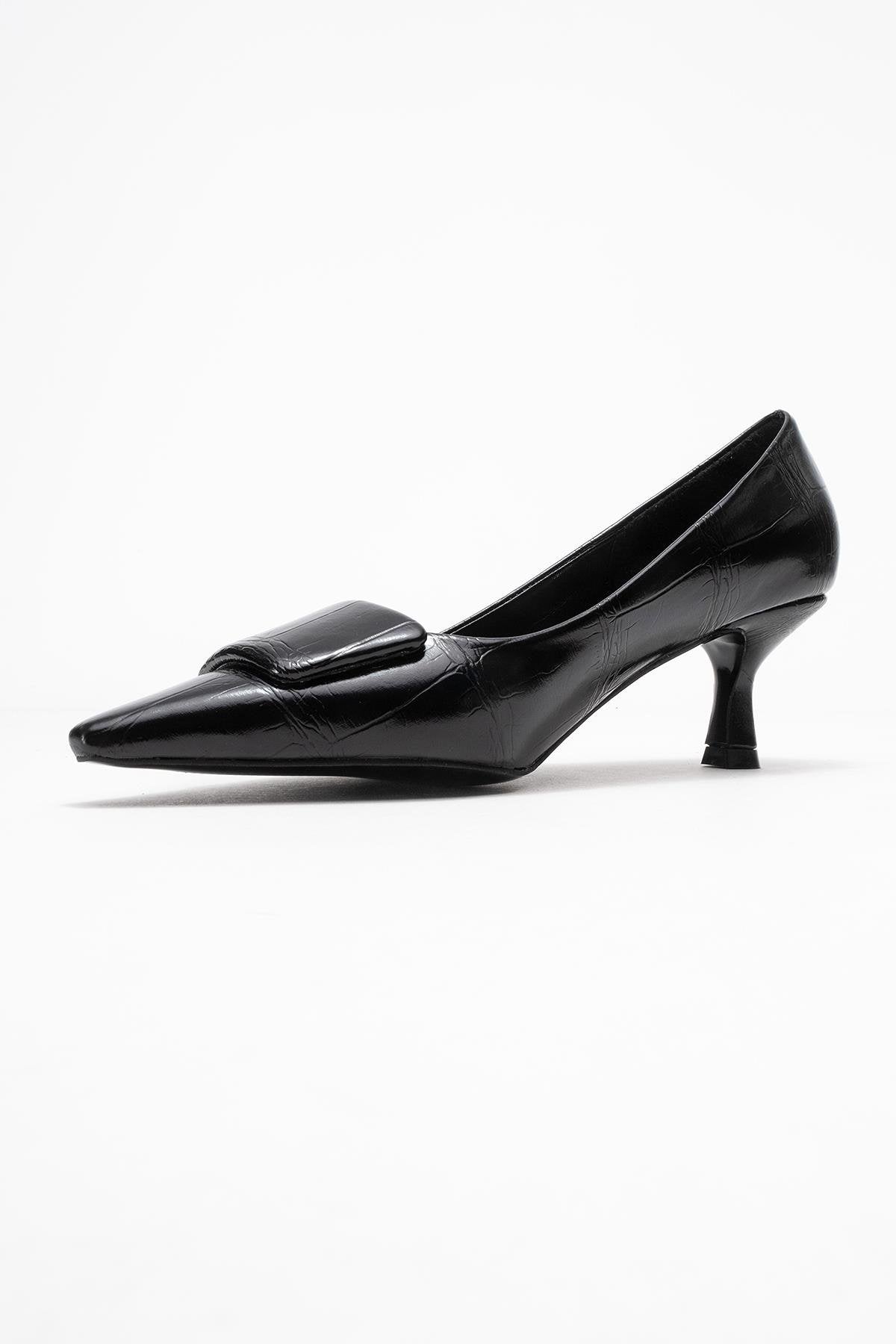 Marcia - Zapato de Tacón con Hebilla Estampado Negro (Mujer)