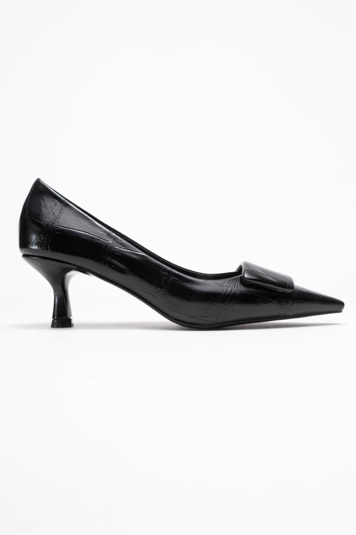 Marcia - Zapato de Tacón con Hebilla Estampado Negro (Mujer)