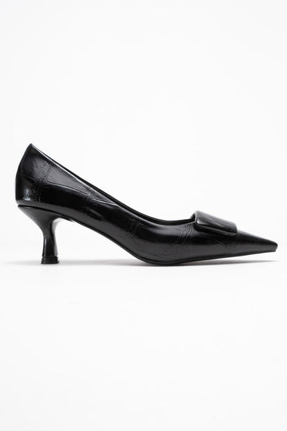 Marcia - Zapato de Tacón con Hebilla Estampado Negro (Mujer)