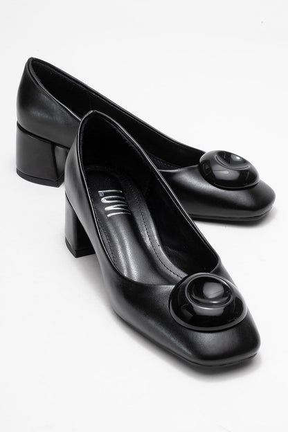 Mila - Zapatos de tacón de bloque con hebilla cuadrada y punta cuadrada (Mujer)