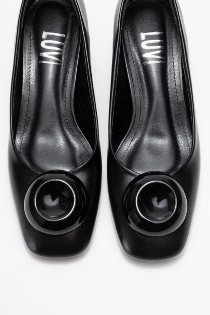 Mila - Zapatos de tacón de bloque con hebilla cuadrada y punta cuadrada (Mujer)