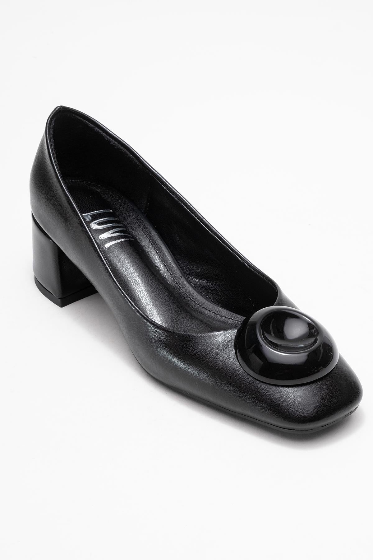 Mila - Zapatos de tacón de bloque con hebilla cuadrada y punta cuadrada (Mujer)