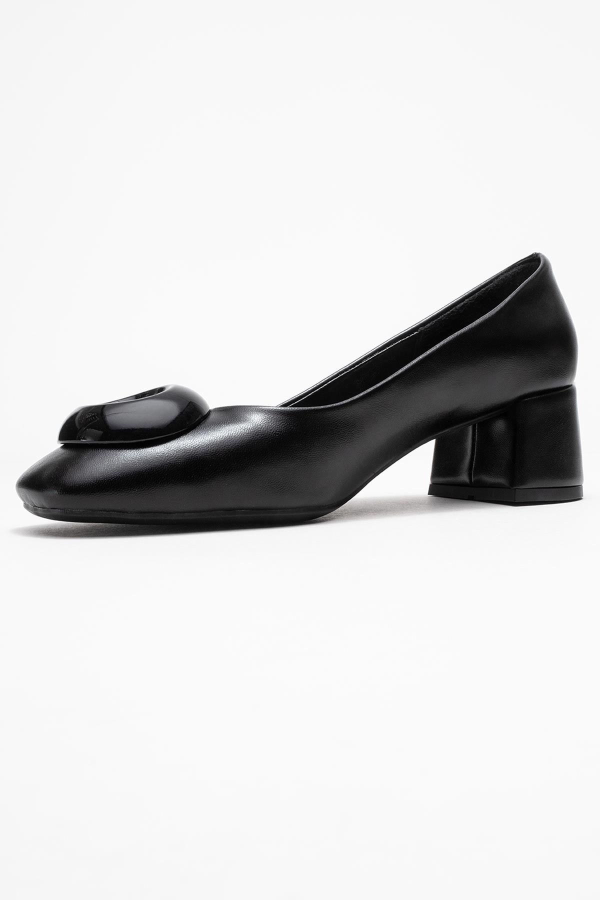 Mila - Zapatos de tacón de bloque con hebilla cuadrada y punta cuadrada (Mujer)