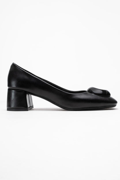 Mila - Zapatos de tacón de bloque con hebilla cuadrada y punta cuadrada (Mujer)