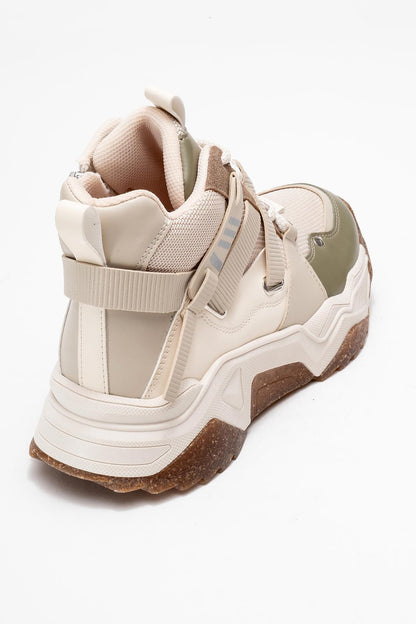 Seraphine - Bota deportiva con cremallera verde beige (Mujer)