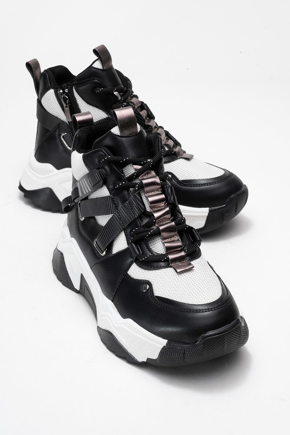 Seraphine - Bota deportiva con cremallera en blanco y negro (Mujer)