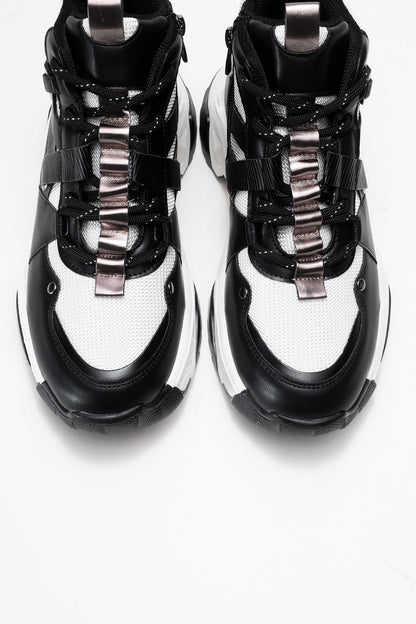 Seraphine - Bota deportiva con cremallera en blanco y negro (Mujer)
