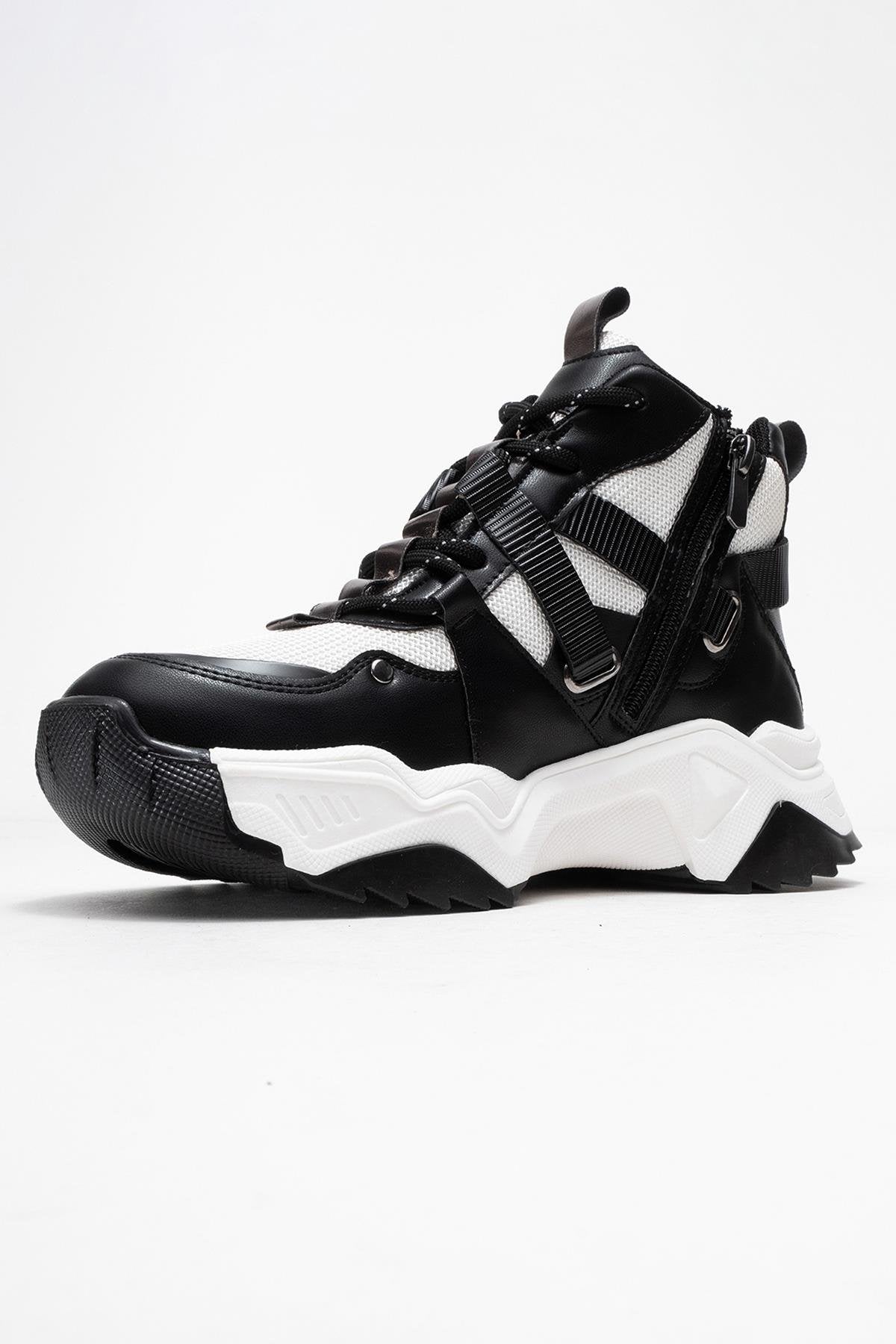 Seraphine - Bota deportiva con cremallera en blanco y negro (Mujer)